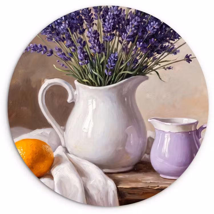 round wall art - Flowers - Still Life - Purple - Bloemen - Stilleven - Paars Wandcirkel kunststof plaat 5mm dik klein