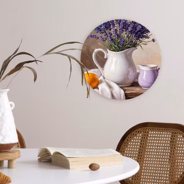 round wall art - Flowers - Still Life - Purple - Bloemen - Stilleven - Paars Wandcirkel kunststof plaat 5mm dik klein