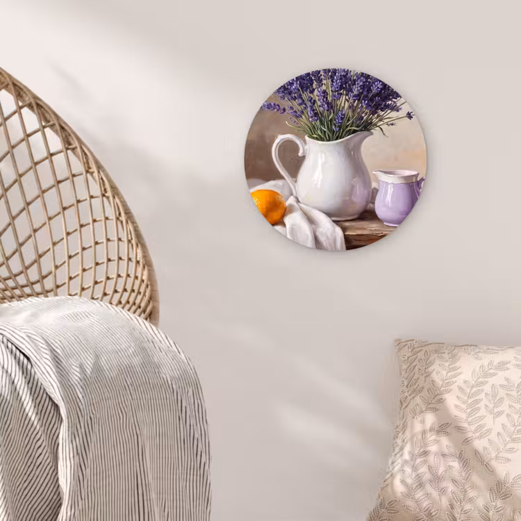 round wall art - Flowers - Still Life - Purple - Bloemen - Stilleven - Paars Wandcirkel kunststof plaat 5mm dik klein