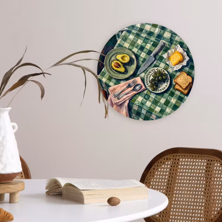 Eten - Ontbijt - Tafel - Modern - Groen Wandcirkel kunststof plaat 5mm dik klein -sfeer4
