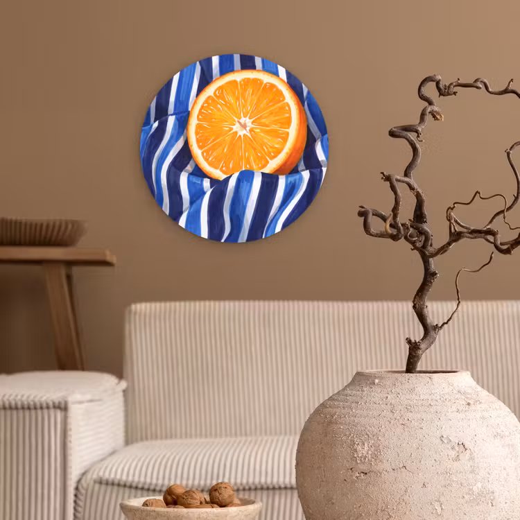 round wall art - Food - Fruit - Orange - Eten - Fruit - Oranje Wandcirkel kunststof plaat 5mm dik klein