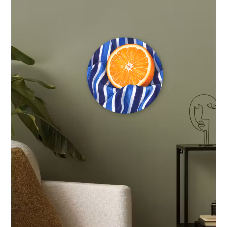 round wall art - Food - Fruit - Orange - Eten - Fruit - Oranje Wandcirkel kunststof plaat 5mm dik klein