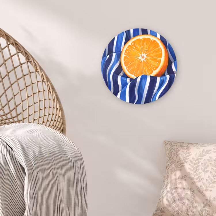 round wall art - Food - Fruit - Orange - Eten - Fruit - Oranje Wandcirkel kunststof plaat 5mm dik klein
