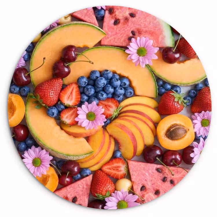 Eten - Fruit - Zomer - Kleurrijk Wandcirkel kunststof plaat 5mm dik klein -3d