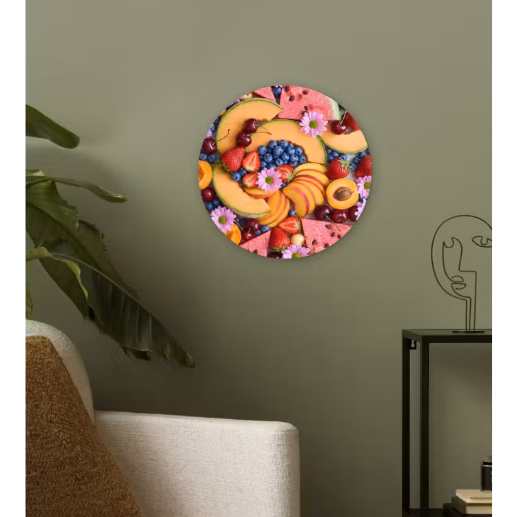 Eten - Fruit - Zomer - Kleurrijk Wandcirkel kunststof plaat 5mm dik klein -sfeer3