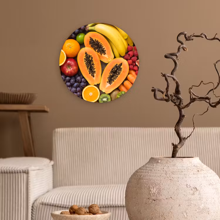 Eten - Fruit - Groenten - Vers - Kleurrijk Wandcirkel kunststof plaat 5mm dik klein -sfeer1