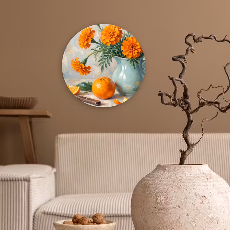 round wall art - Food - Orange - Art - Eten - Oranje - Kunst Wandcirkel kunststof plaat 5mm dik klein