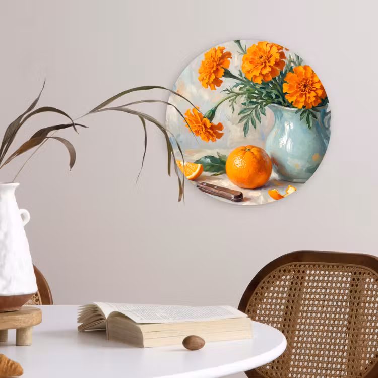 round wall art - Food - Orange - Art - Eten - Oranje - Kunst Wandcirkel kunststof plaat 5mm dik klein