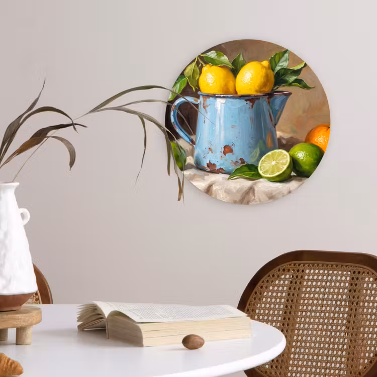 round wall art - Food - Still Life - Classical - Eten - Stilleven - Klassiek Wandcirkel kunststof plaat 5mm dik klein