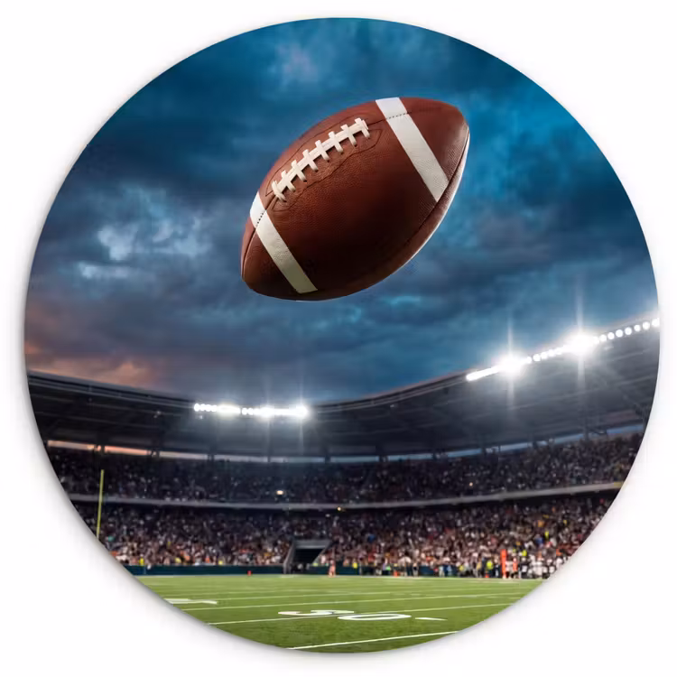 Football - Bal - Stadion - Sport Wandcirkel kunststof plaat 5mm dik klein -3d