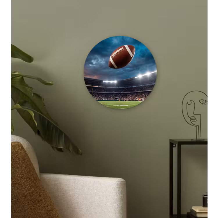 Football - Bal - Stadion - Sport Wandcirkel kunststof plaat 5mm dik klein -sfeer3