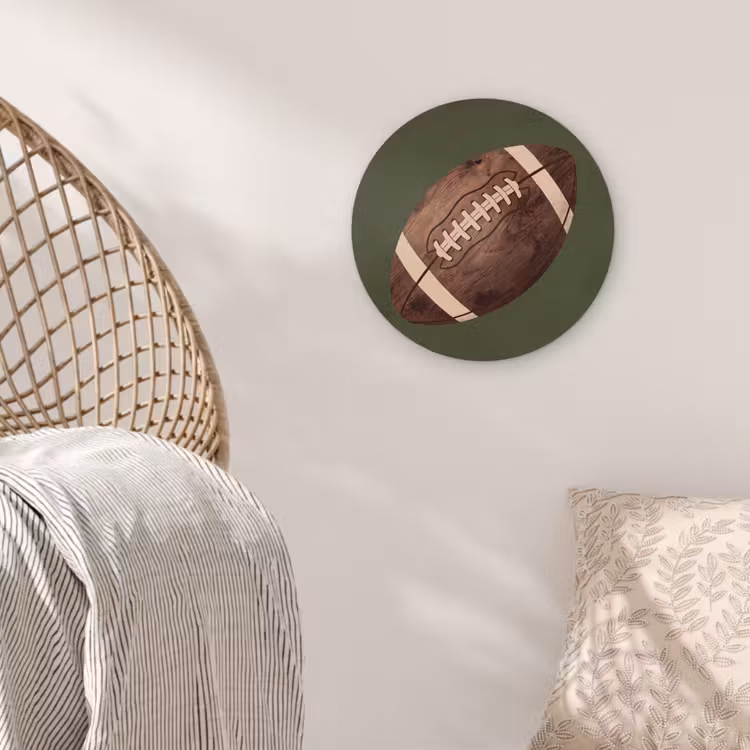 Football - Hout - Sport - Groen Wandcirkel kunststof plaat 5mm dik klein -sfeer5