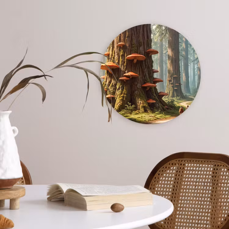round wall art - Forest - Trees - Nature - Bos - Bomen - Natuur Wandcirkel kunststof plaat 5mm dik klein