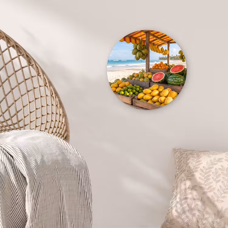 round wall art - Fruit - Beach - Tropical - Fruit - Strand - Tropisch Wandcirkel kunststof plaat 5mm dik klein