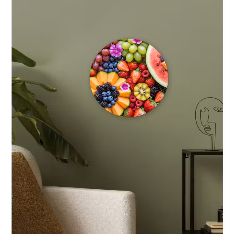 Fruit - Vers - Variatie - Eten - Kleurrijk Wandcirkel kunststof plaat 5mm dik klein -sfeer3