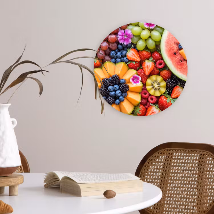 Fruit - Vers - Variatie - Eten - Kleurrijk Wandcirkel kunststof plaat 5mm dik klein -sfeer4