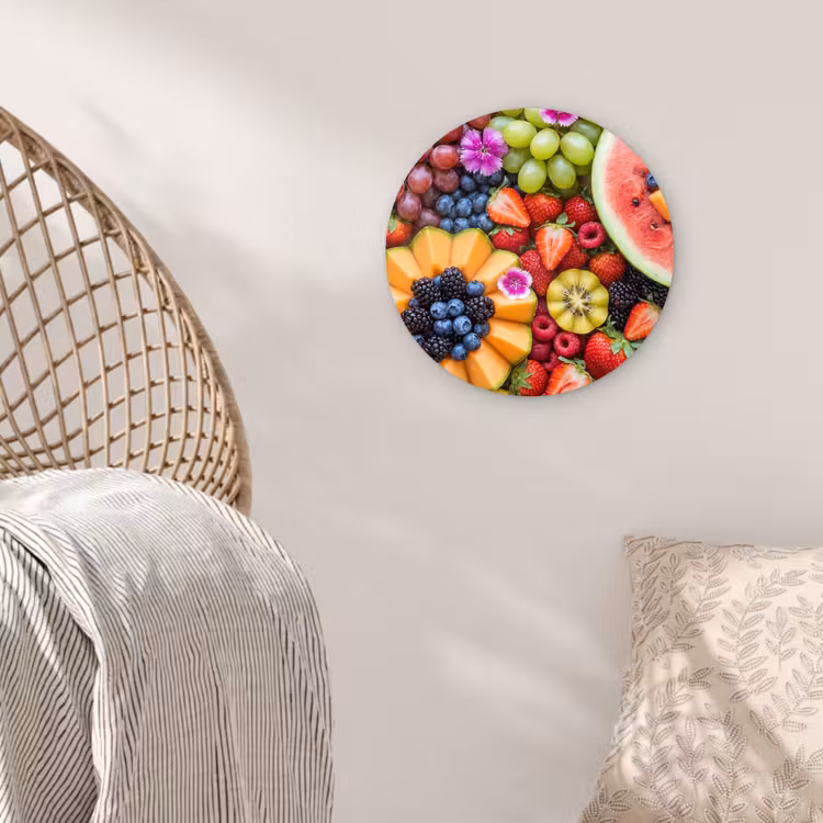 Fruit - Vers - Variatie - Eten - Kleurrijk Wandcirkel kunststof plaat 5mm dik klein -sfeer5