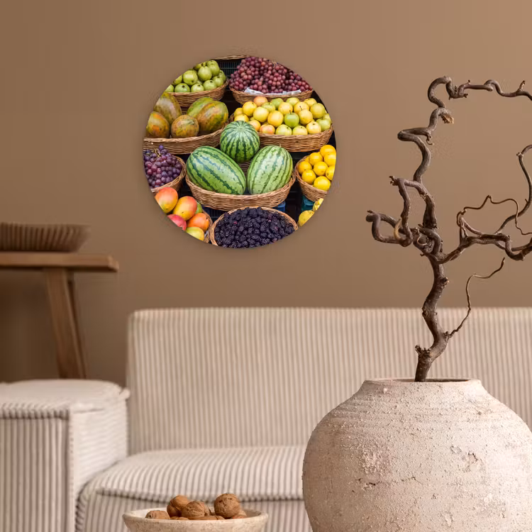 round wall art - Fruit - Market - Colorful - Fruit - Markt - Kleurrijk Wandcirkel kunststof plaat 5mm dik klein