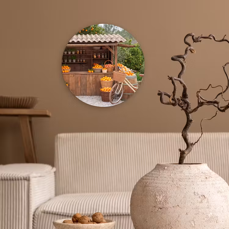 round wall art - Fruit - Market - Rural - Fruit - Markt - Landelijk Wandcirkel kunststof plaat 5mm dik klein