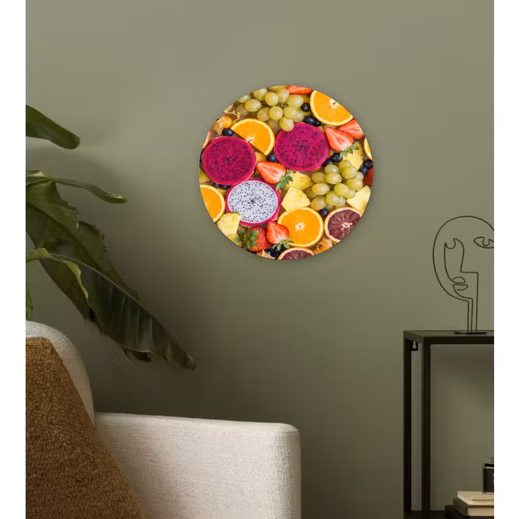 Fruit - Assortiment - Kleurrijk - Gezondheid Wandcirkel kunststof plaat 5mm dik klein -sfeer3