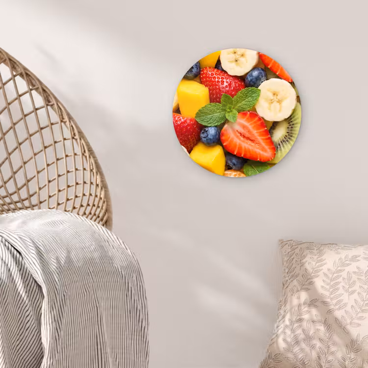 Fruit - Plakjes - Eten - Kleurrijk Wandcirkel kunststof plaat 5mm dik klein -sfeer5
