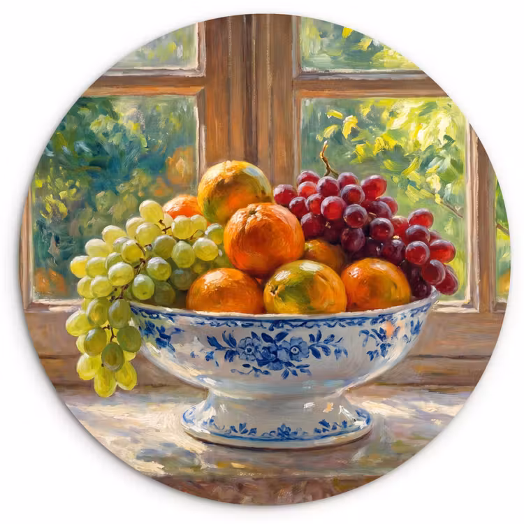 round wall art - Fruit - Windowsill - Nature - Fruit - Vensterbank - Natuur Wandcirkel kunststof plaat 5mm dik klein