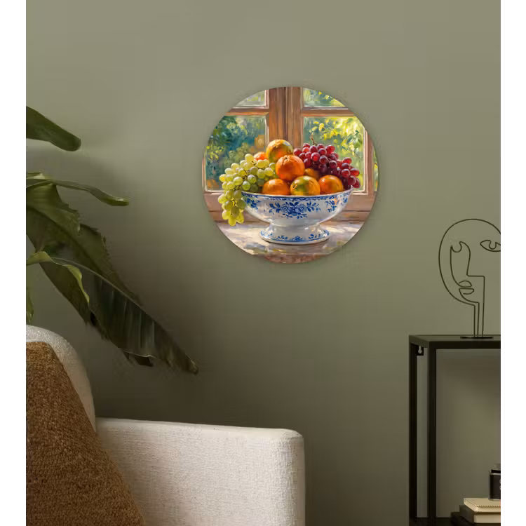round wall art - Fruit - Windowsill - Nature - Fruit - Vensterbank - Natuur Wandcirkel kunststof plaat 5mm dik klein