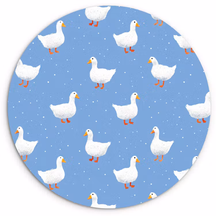 Ganzen - Elegant - Blauw Wandcirkel kunststof plaat 5mm dik klein 188 -3d
