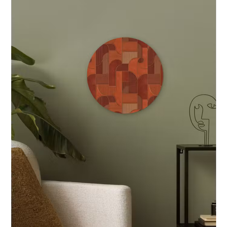 Geometrisch - Abstract - Textuur - Bruin Wandcirkel kunststof plaat 5mm dik klein 188 -sfeer3