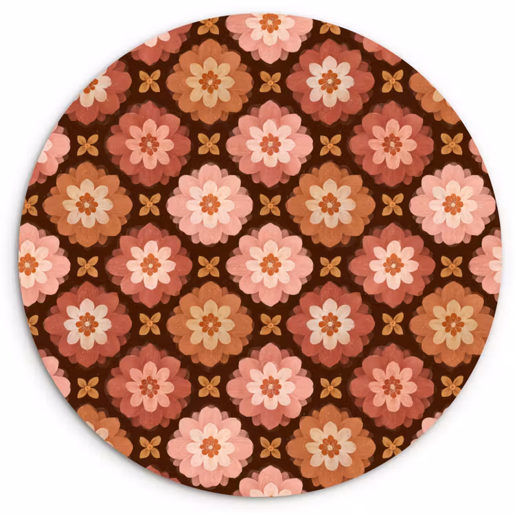 Geometrisch - Bloemen - Kleurrijk Wandcirkel kunststof plaat 5mm dik klein 188 -3d