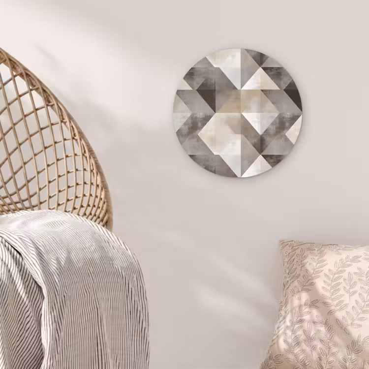 Geometrisch - Motief - Aardetinten Wandcirkel kunststof plaat 5mm dik klein 188 -sfeer5