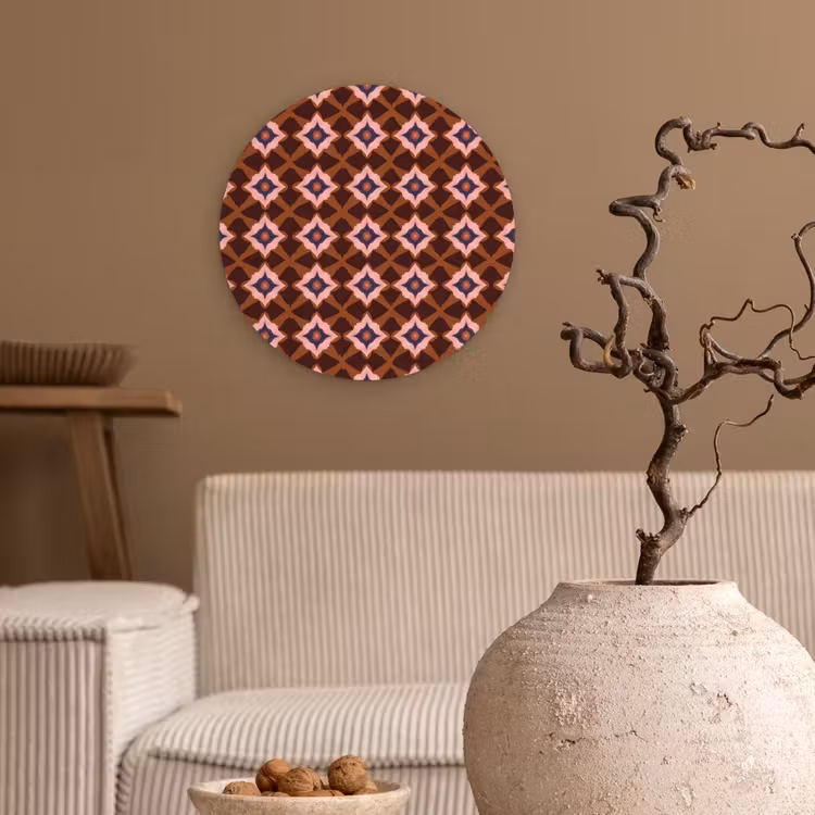 Geometrisch - Sierlijk - Bruin Wandcirkel kunststof plaat 5mm dik klein 188 -sfeer1