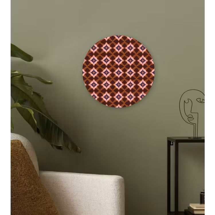 Geometrisch - Sierlijk - Bruin Wandcirkel kunststof plaat 5mm dik klein 188 -sfeer3