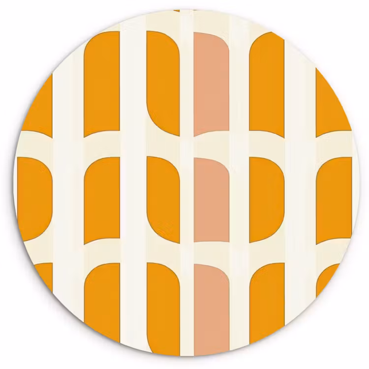 Geometrisch - Patroon - Geel - Roze Wandcirkel kunststof plaat 5mm dik klein 188 -3d