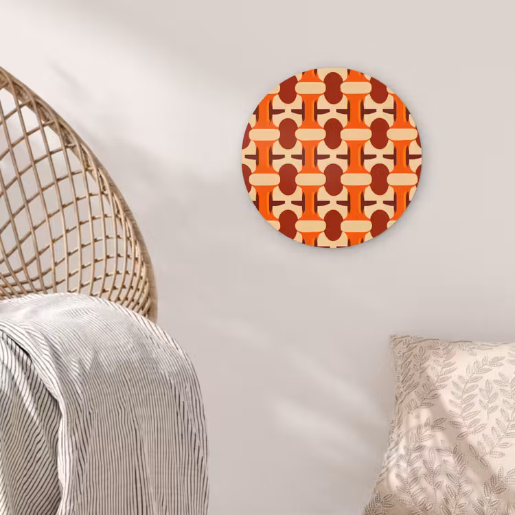 Geometrisch - Retro - Oranje Wandcirkel kunststof plaat 5mm dik klein 188 -sfeer5