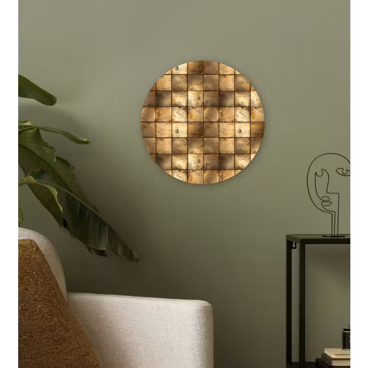 Geometrisch - Tegels - Goud Wandcirkel kunststof plaat 5mm dik klein 188 -sfeer3