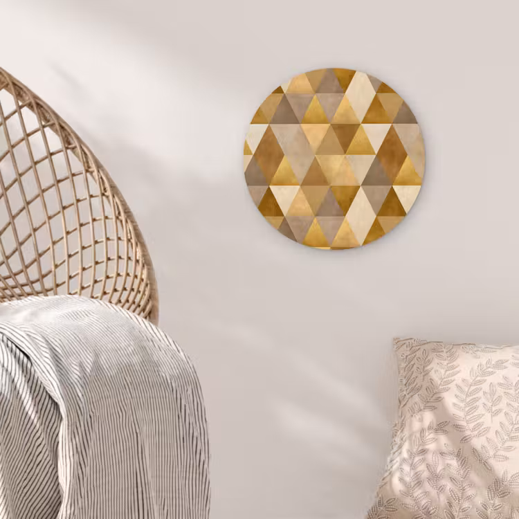 Geometrisch - Driehoek - Goud Wandcirkel kunststof plaat 5mm dik klein 188 -sfeer5