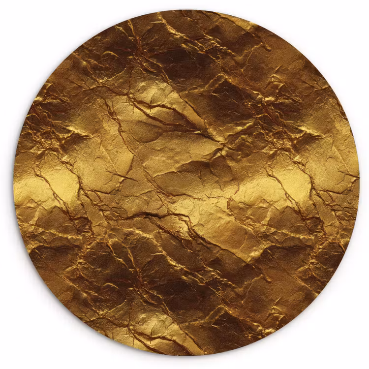 Bladgoud - Textuur - Goud Wandcirkel kunststof plaat 5mm dik klein 188 -3d