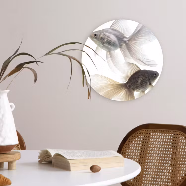 Goudvissen - Modern - Wit Wandcirkel kunststof plaat 5mm dik klein -sfeer4