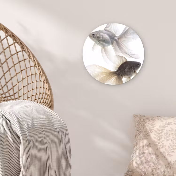 Goudvissen - Modern - Wit Wandcirkel kunststof plaat 5mm dik klein -sfeer5