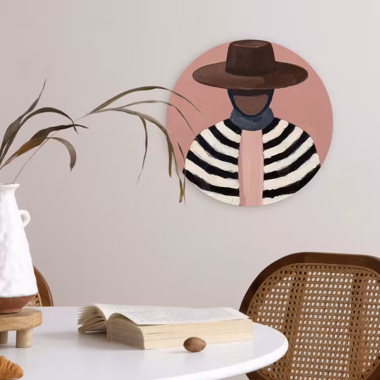 Grafisch - Vrouw - Roze Wandcirkel kunststof plaat 5mm dik klein -sfeer4