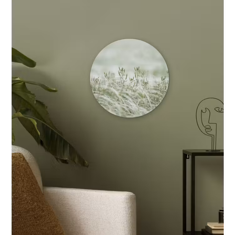Grassen - Minimalistisch - Groen Wandcirkel kunststof plaat 5mm dik klein -sfeer3