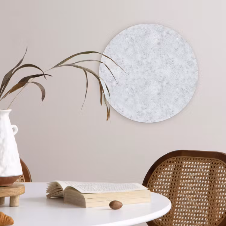 Grijs - Terrazzo-effect - Beton Wandcirkel kunststof plaat 5mm dik klein 188 -sfeer4