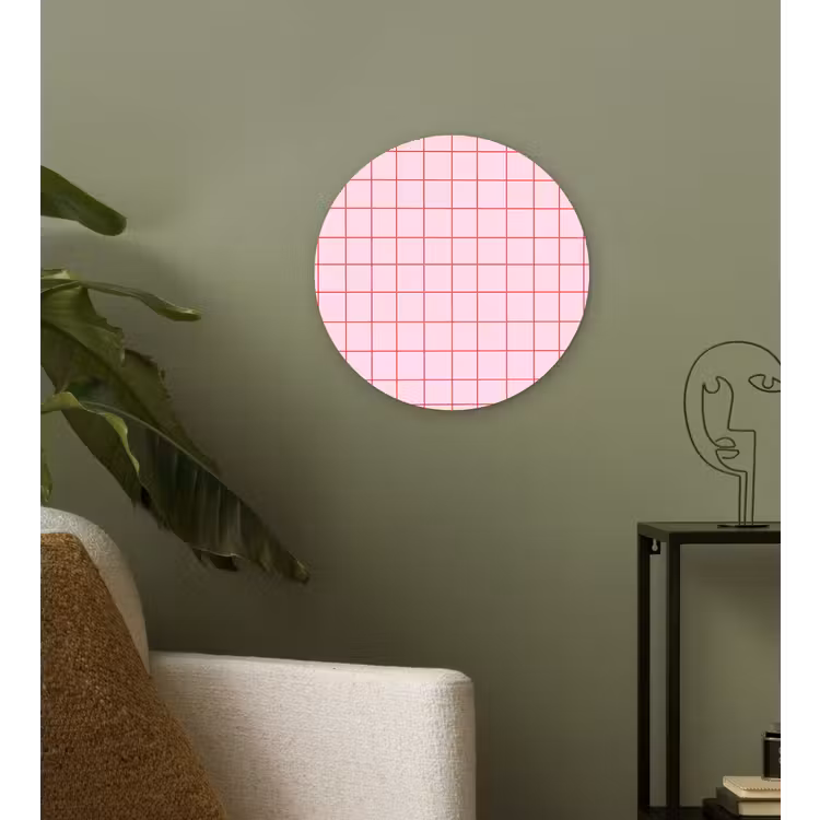 Raster - Patroon - Roze Wandcirkel kunststof plaat 5mm dik klein 188 -sfeer3