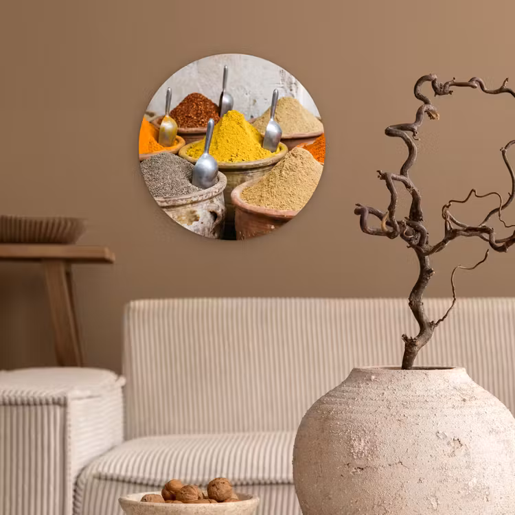 round wall art - Herbs - Jars - Asian - Kruiden - Potten - Oosters Wandcirkel kunststof plaat 5mm dik klein