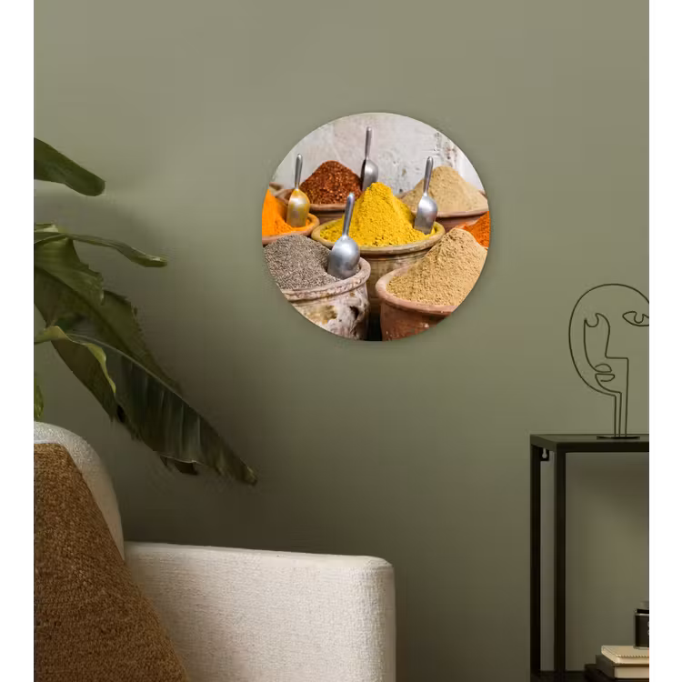 round wall art - Herbs - Jars - Asian - Kruiden - Potten - Oosters Wandcirkel kunststof plaat 5mm dik klein