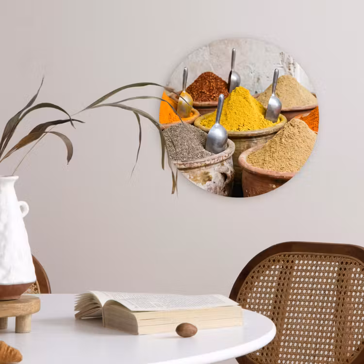 round wall art - Herbs - Jars - Asian - Kruiden - Potten - Oosters Wandcirkel kunststof plaat 5mm dik klein