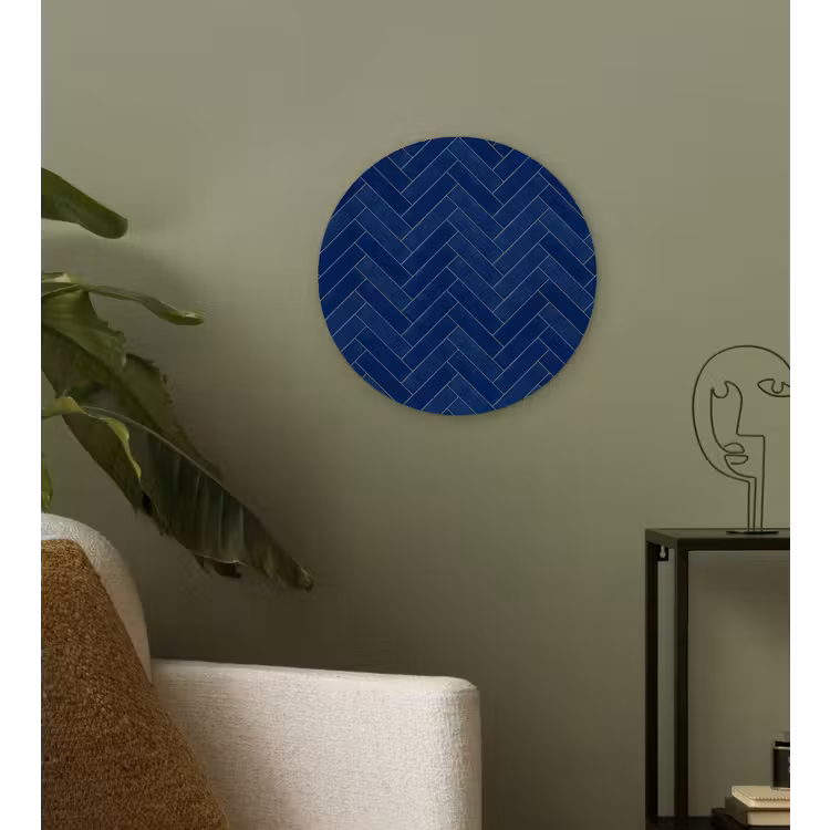 Visgraat - Wandtegel - Donkerblauw - Navy Blue Wandcirkel kunststof plaat 5mm dik klein 188 -sfeer3