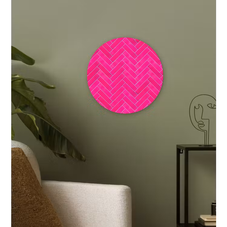 Visgraat - Wandtegel - Fuchsia - Roze Wandcirkel kunststof plaat 5mm dik klein 188 -sfeer3