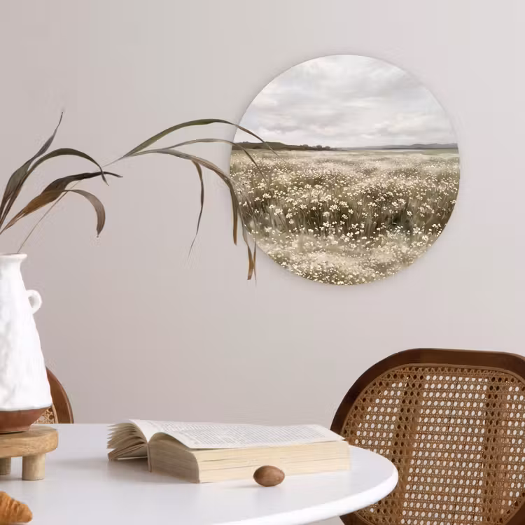 Illustratie - Landschap - Wit Wandcirkel kunststof plaat 5mm dik klein -sfeer4